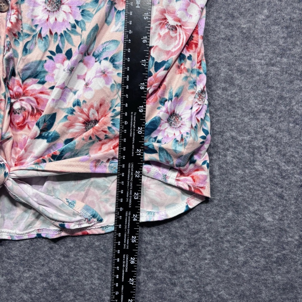 Floral Knot-Front V-Neck Blouse - Picture 9 of 12
